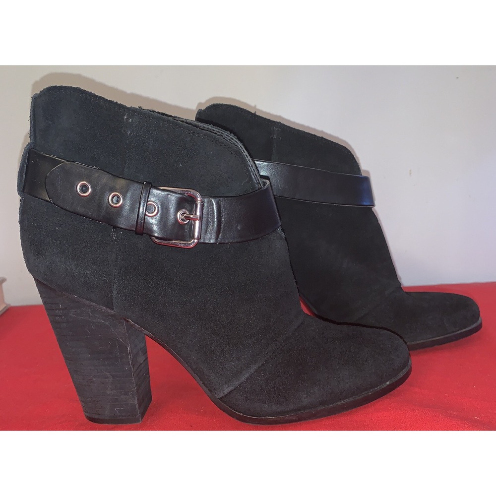 Jessica Simpson Black Velvet‎ chunky heel boots Buckle size 10